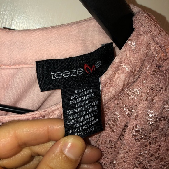 Teeze Me Dress Soft Pink Full Lace Form Fit - Picture 7 of 11